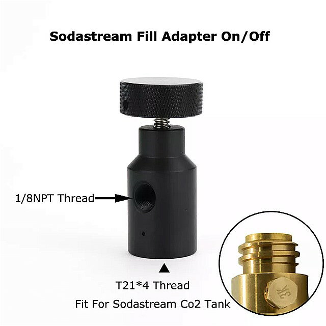 ソーダ ストリーム co2 タンク シリンダー 充電器 ホース 充填 ステーション オン/オフasa アダプター 大きなノブの1つの穴 (黒) ですばやく補充