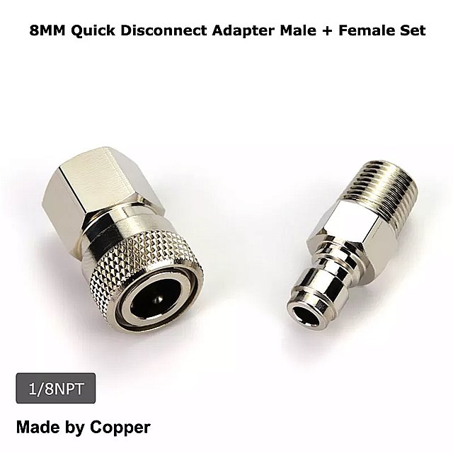 ペイント ボール 8mm クイック ディス コネクト エアライフル オス と メス の セット 1/8npt スレッド