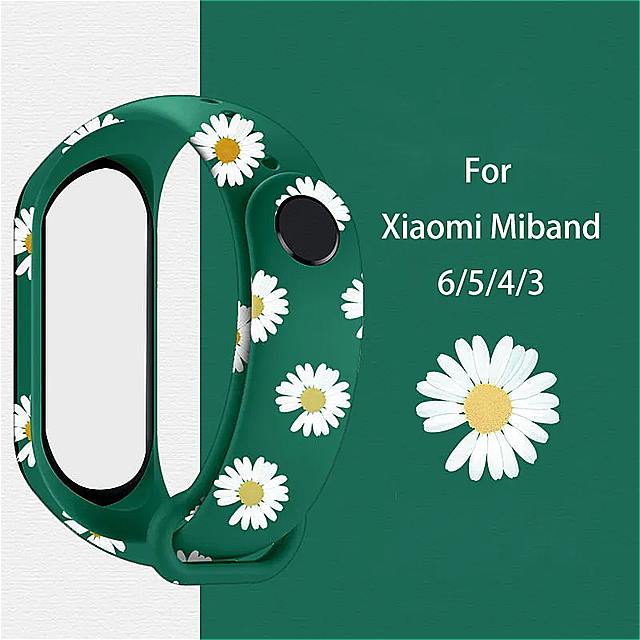 プリント ストラップ xiaomi miバンド6 5 4 3 ブレスレット スポーツ 迷彩デイジーシリコーンの 腕時計 xiaomi mi 交換用リストバンド