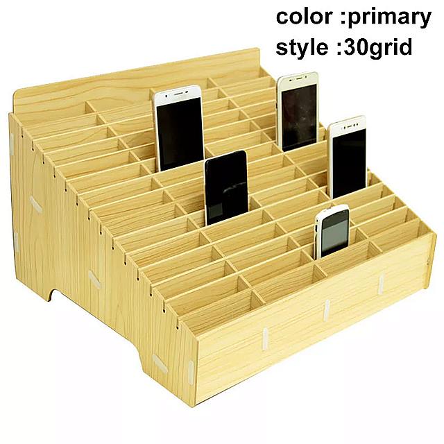マルチグリッドの 木製 携帯電話収納ボックス オフィス 家庭 教室用の収納 オーガナイザー 30/45/60グリッド