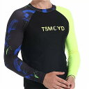 Tsmcyd ラッシュガード メンズ アップ50 長袖 スプライス uv 日焼け止め ベーシックスキン サーフィン ダイビング スイミング Tシャツ ブルー ブラックm3x
