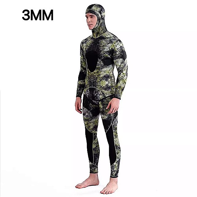迷彩 長袖 核分裂 フード 付き の2個1.5/3 ミリメートル ネオプレン 水中 ため キープ 防水 ダイビング スーツ