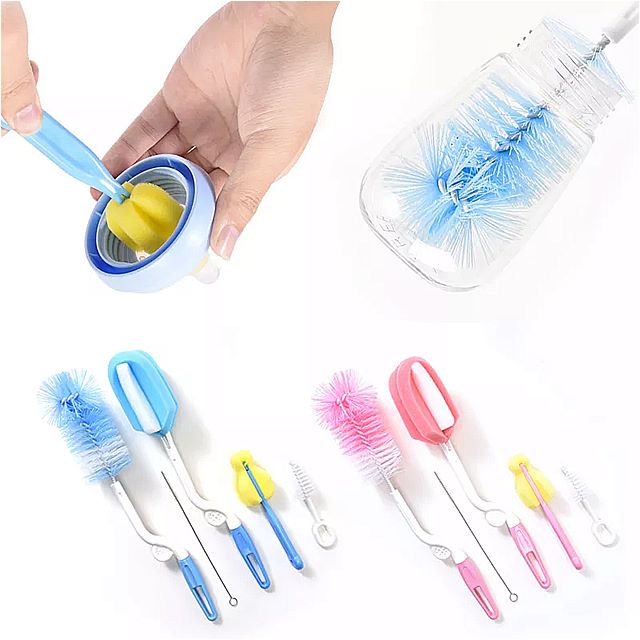 5ピース/ロット ボトル ブラシ 360度回転 ベビー おしゃぶり カップ 乳首 クリーニング ブラシ セットハンドヘッド食品グレード散水