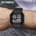 Synke- 男性用 デジタル時計 防水 男性用 高級 スポーツ腕時計 大型アラーム