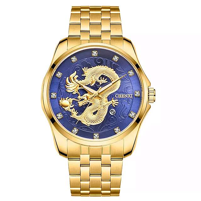 男性用 ドラゴン腕時計 トップ 高級クォーツ 男性用 アナログ時計 ビジネス腕時計