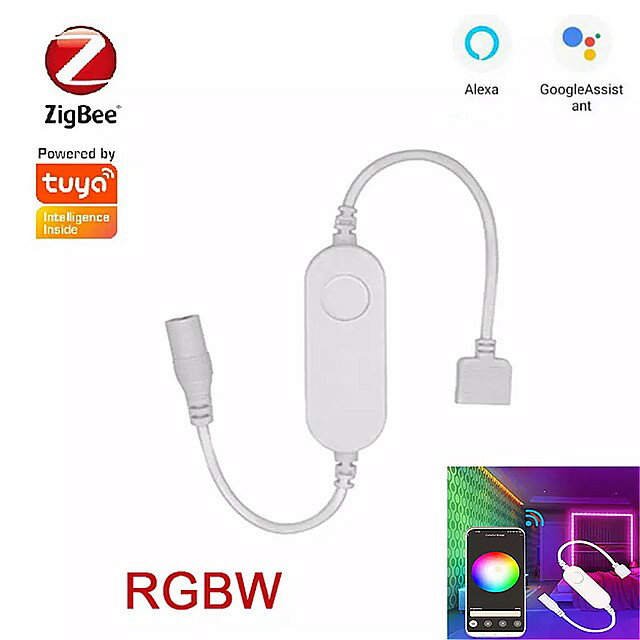 チュウヤ 3.0ジグビー スマート rgbw led ストリップ ライト ストリップDC5 24V 144ワット led rgbw コントローラ アプリ制御 alexa Google ホームルーム インテリア