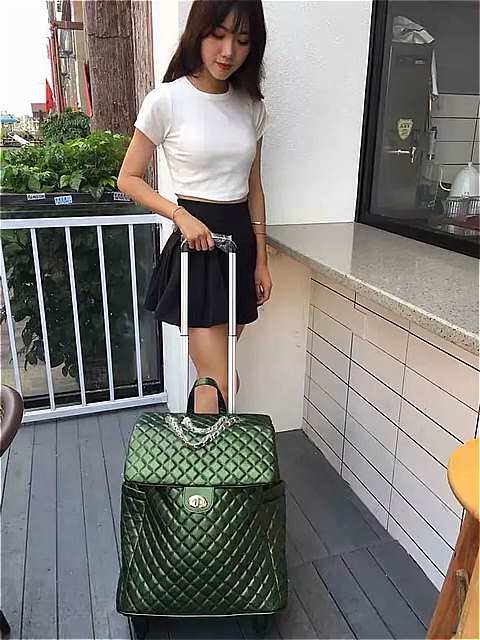 Carrylove 18 "インチ新しい 女性 キャビン 革荷物 バッグキャビン トロリー 旅行バッグ 女性 のための