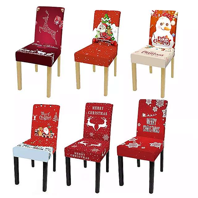 ジオメトリダイニング椅子 カバー クリスマス パターン ストレッチ リムーバブル弾性 シート カバー 結婚式パーティーキッチンオフィス1/2/4pc