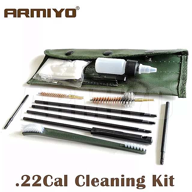 Armiyo- ライフル 用 バレル クリーニング キット,11ピース/セット.22cal,5.56mm,口径 クリーナー , ボア サイズ,オイル ボトル パッチ , ハンティング アクセサリー