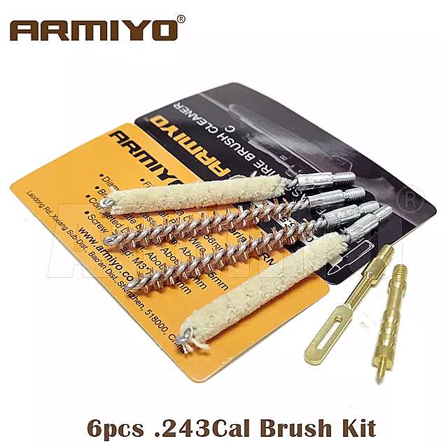 Armiyo- バレル クリーニング 用の 綿棒 のセット, パッチ ホルダー ,スレッド8-32 ハンティング アクセサリー ,243cal 6mm 6ピース/セット