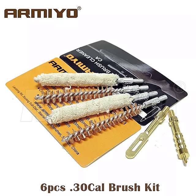 Armiyo-タンク ブラシ キット, ボア クリーニング 用,真ちゅう製, カーボン パッチ , ホルダー スレッド8-32,30カル,7.62mm,6ピース/セット