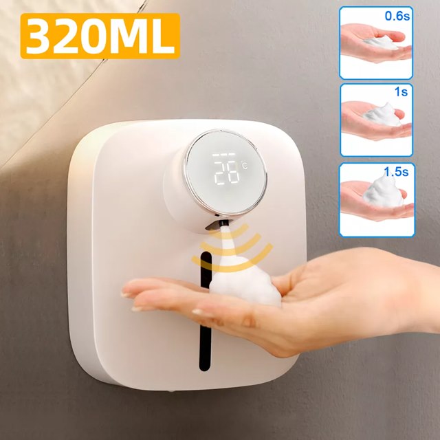 壁掛け式自動 石鹸 ディスペンサー 温度表示タッチレスフォーム ディスペンサー センサー 手指 消毒剤