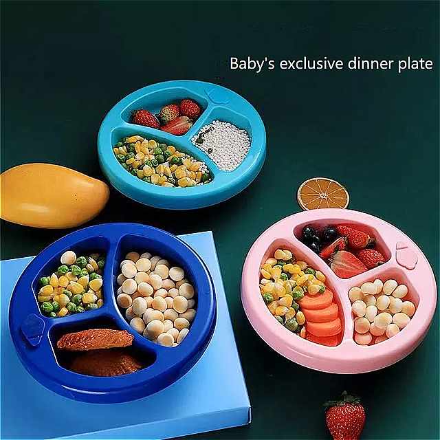 Bpaフリー 子供 用 食器 ファッショナブルな ソフト シリコン 食品 プレート 食品 を保存する プレート ボウル かわいい