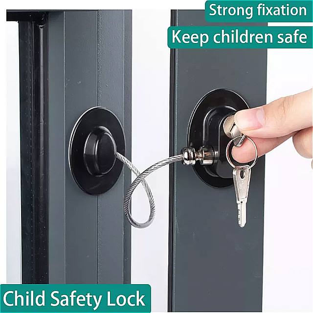 子供 安全 ロック キャビネット 冷蔵庫 ドア ロック ステンレス 鋼 ケーブル 保護 子供 赤ちゃん 家 窓 ロック 強力な固定 2