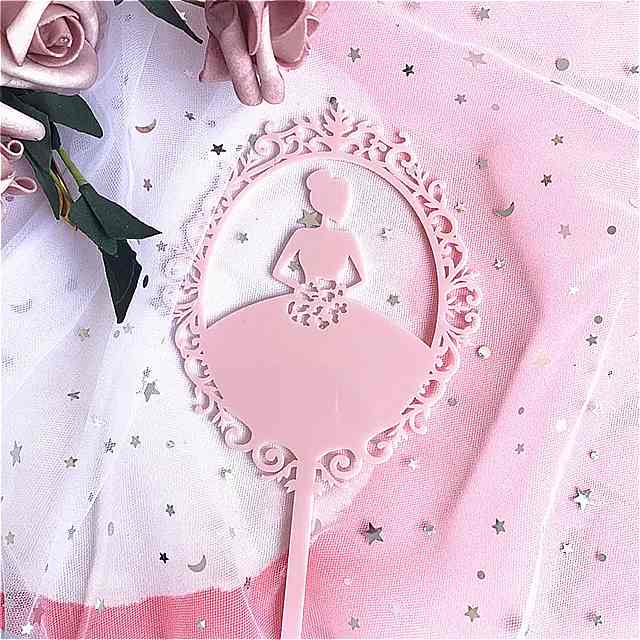 女の子の 誕生日パーティーのケーキ デコレーション 弓付き プリンセスアクリルケーキ 装飾カード お誕生日 おめでとう 結婚式 2020