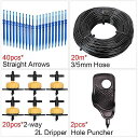 ガーデン 点滴 灌漑システム 3/5mmホース 2方向 アロートランスミッター付き 2l 4l 8l 温室用の安定した流量 0