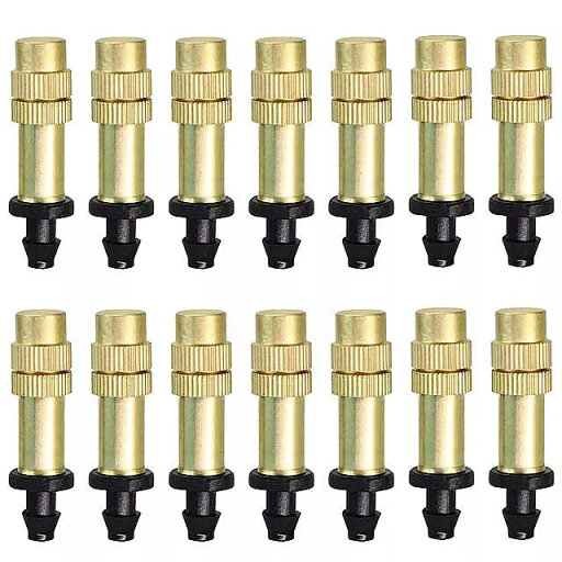 30-300個1/4 '' 庭 真鍮ミスト 散水ノズル シングルバーブコネクタ 4/7ミリメートル 調整可能な銅 冷却スプレーアトマイザー 30-300個1/4 '' 庭 真鍮ミスト 散水ノズル シングルバーブコネクタ 4/7ミリメートル 調整可能な銅 冷却スプレーアトマイザー