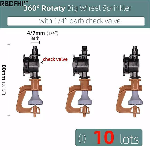 10個 温室 360屈折 マイクロ ノズル 灌漑 ミスト システム ぶら下げ 加湿器 ハンドヘルド シャワー スプレー w 4/7ミリメートルバーブ