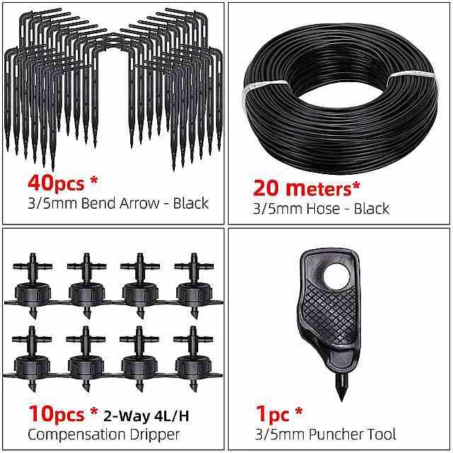 庭 3 色 2L 4L 8L/H 点滴 灌漑 送信機 自動 散水 システム 4 ウェイ 3/5 ミリメートル黒曲げ 矢印 ポット 温室