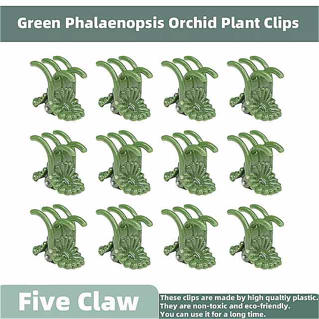 花を登るための再利用可能な強力な5-爪phalaenopsis蘭 植物 クリップ 調整可能な クランプ は、ステークスに固定されています