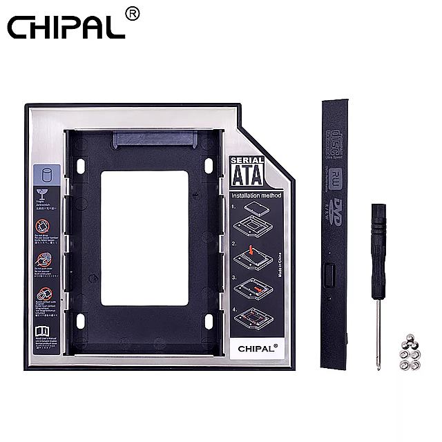 Chipal 2019 アルミ 2ndセカンドhddキャディー 12.7 ミリメートルsata 3.0 optibay アダプタ キャディ キット の 2.5 ''ssd dvd ハード ディスク ドライバCD-ROM アダプタ ケース エ