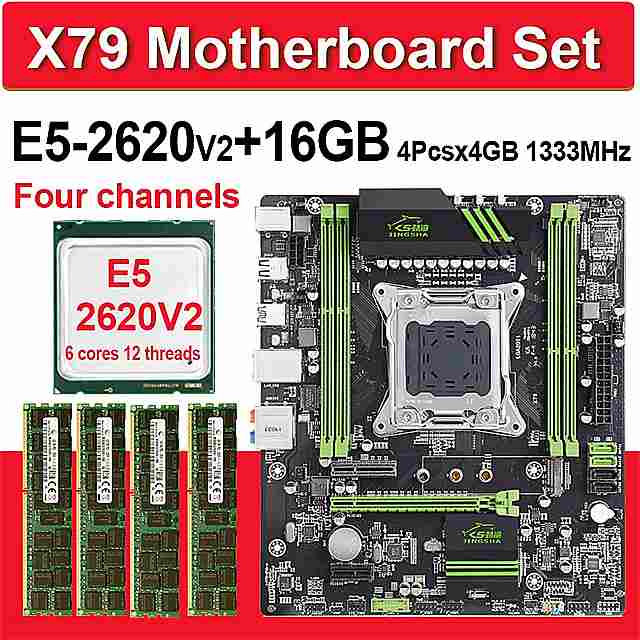Jingsha X79 カタルーニャベース xeon E5 2620 v2 4 × 4 ギガバイト = 16 ギガバイト 1333 mhz 10600R DDR3 ecc reg メモリ アラム atx USB3.0 SATA3 pci-e