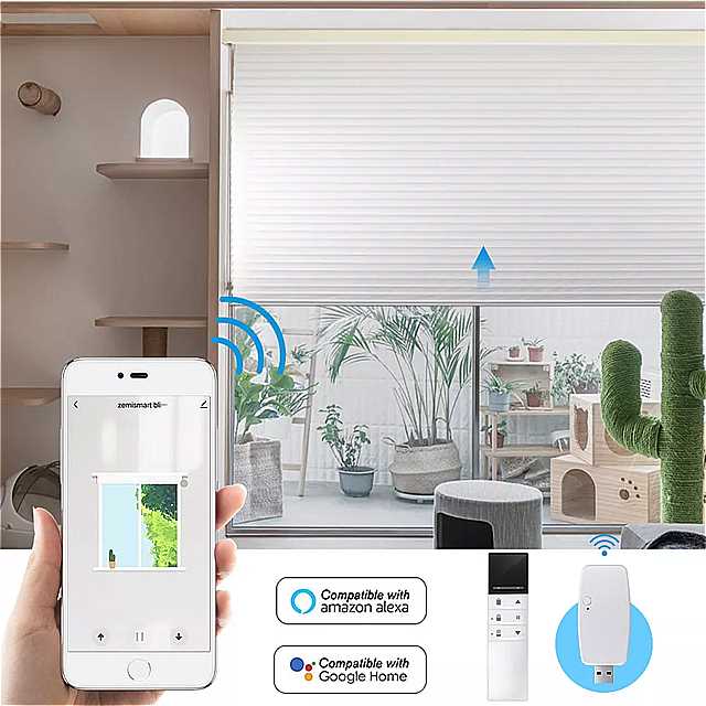 Tuya- カーテン付き インテリジェント 電気ローラーシェード ローラーモーター付き ウィンドウシェード Alexa Google Home と互換性があり スマートライフ