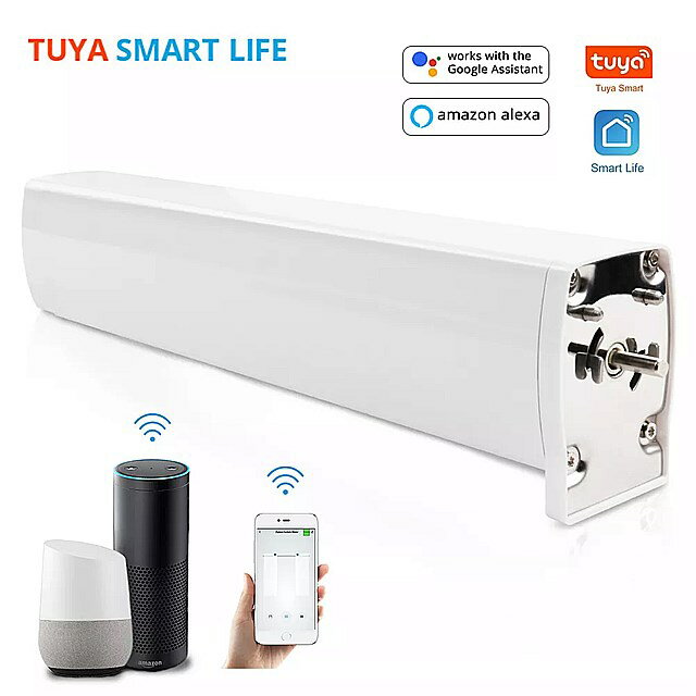 Tuya-接続された 電気カーテン Wi-Fi リモコン付き タイマーコントロール付き 自動カーテンシステム Google Home