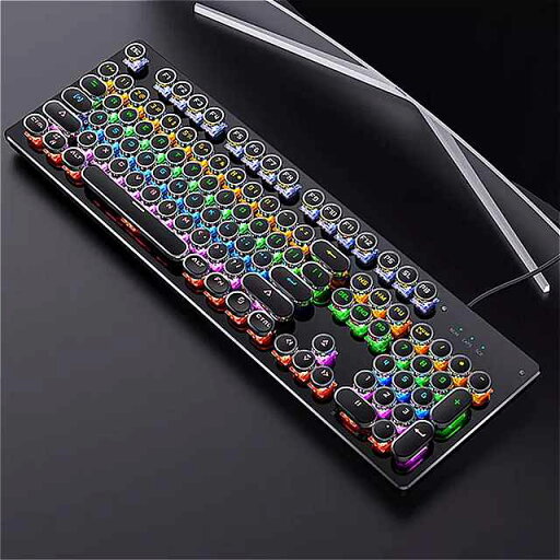 レトロパンク メカニカル キーボード 青黒スイッチ104キーのusb 有線 ゲーミング キーボード rgb バックライト ラップトップ pc用 ゲーマー レトロパンク メカニカル キーボード 青黒スイッチ104キーのusb 有線 ゲーミング キーボード rgb バックライト ラップトップ pc用 ゲーマー