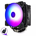 snowman 6 ヒートパイプ cpu クーラー argb 120ミリメートルpwm 4ピンpc ラジエーター 静音 インテルlga 2011 1150 1151 1155 amd AM4 cpu 冷却 ファン(2)