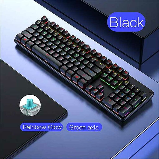 ゲーミング メカニカル キーボード ブルー黒スイッチゴースト 104 キーrgb バックライト 有線 ゲーミング キーボード PC ゲーマーのための ラップトップ ゲーム ゲーミング メカニカル キーボード ブルー黒スイッチゴースト 104 キーrgb バックライト 有線 ゲーミング キーボード PC ゲーマーのための ラップトップ ゲーム