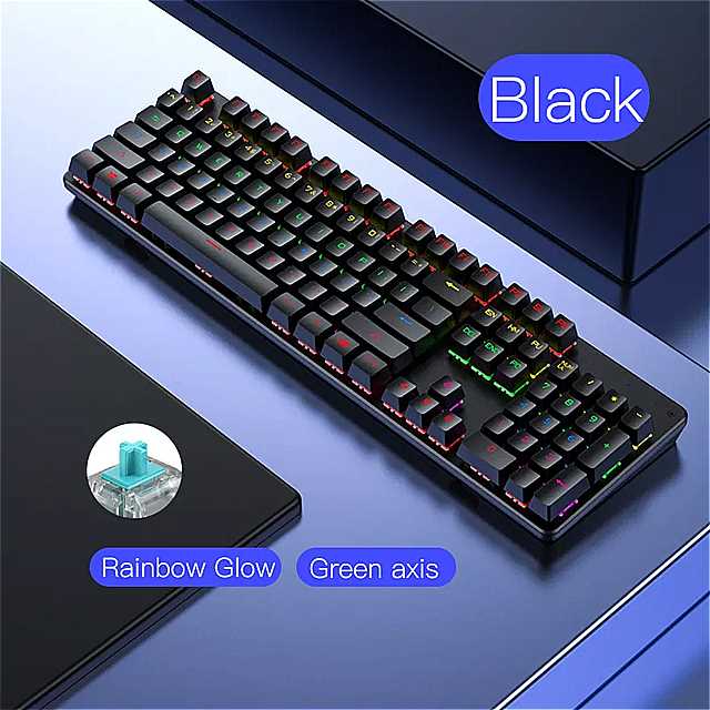 有線 ゲーミング キーボード ブルー黒スイッチメカニカル キーボード rgb バックライト 104 キーゴーストノート PC ゲーマーピンク キーボード