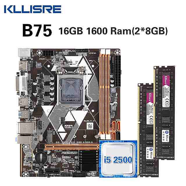 Kllisre B75 マザーボード セットとコアi5 2500 2 × 8 ギガバイト = 16 ギガバイト 1600mhz DDR3 デスクトップ メモリ nvme M.2 USB3.0 SATA3