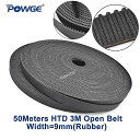 POWGE アーク歯 HTD 3 メートルタイミング ベルト 3 M-9 ミリメートル幅 9 ミリメートルの長さ 50000 ミリメートル ゴム グラスファイバー HTD3M オープン Synrhonous ベルト プーリー 50 メートル(2)