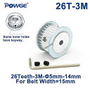 1pcs POWGE HTD 3 メートルタイミング プーリー 26 歯ボア 5/6/8/10/12/12.7 ミリメートル幅 15 ミリメートル 3 メートル...