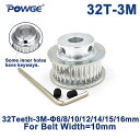 1pcs POWGE 32 歯 3 メートルタイミング プーリー ボア 6/8/10/12/14/15/ 16 ミリメートルキー溝幅 10 ミリメートル HTD...