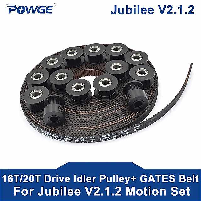 Powge jubilee v2.1.2モーションセットgt2 LL-2GT rfオープンタイミング ベルト 16歯ドライブ プーリー 20歯アイドラー プーリー ボア5mm for jubilee 3d