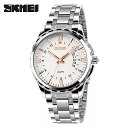 Skmei高級 フルステンレス鋼 アナログ表示日付 メンズ クォーツ時計 カジュアル ビジネス時計 男性 腕時計