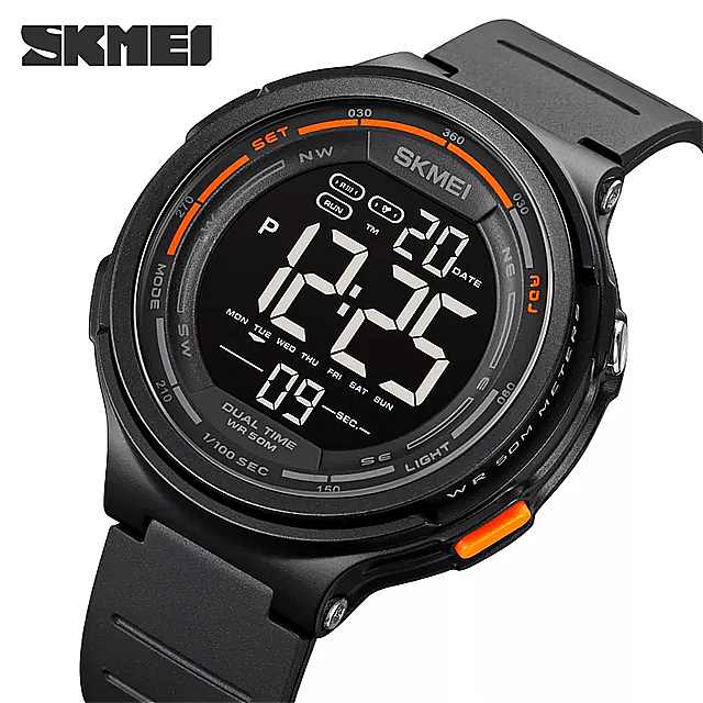 Skmei- 男性 と 女性 のための デジタル スポーツウォッチ 腕時計 耐水性 クロノメーター LEDディスプレイ カウントダウン