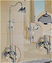 8インチ 壁掛け式 シャワー 水栓 セット ダブル ハンドル スイベル スパウト ゴールデン バスルーム セラミック シャワー ミキサー 0