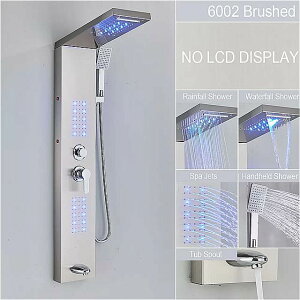 カスケード 効果のある黒い led シャワー パネル マッサージ ジェット スパ バスルーム カラム 温度表示 ミキサー タップ タワー