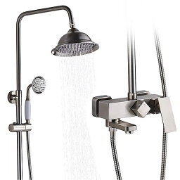 起毛 ニッケル バス シャワー 蛇口 セット シングル レバー 降雨 8 " シャワー ヘッド Handshower スイベル スパウト シャワー システム