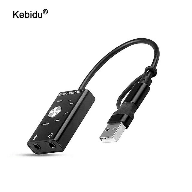 Kebidu- 外部 サウンド カード 7.1/5.1 usb 2.0 タイプc から3.5mm ジャック ヘッドフォン 用 マイク ..