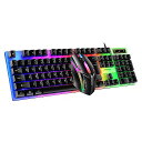 人間工学に基づいた ゲームキーボード と マウス レインボーカラー LED USB PC ラップトップ コンピューター用