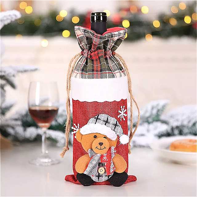 クリスマス 装飾 バッグサンタクロース ワインボトルカバーセット 新年2021 クリスマス装飾 ディナーパーティー お祝いアイテム