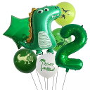緑色の 恐竜のパーティー番号が付いた 風船 7ピース/セット 誕生日 出生前のパーティー 野生動物 ジャングルの装飾用