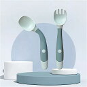 2個 ベビー 道具に設定補助食品pp スプーン フォーク 子供 たちは食べるトレーニング屈曲 可能 な ソフト スプーン 子食器 ベビー 供給
