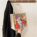 女性のための日本キャンバス ハンドバッグ 漫画のプリントが施されたトレンド 女性のための創造的な トート バッグ ショッピング バッグ 2021(4)