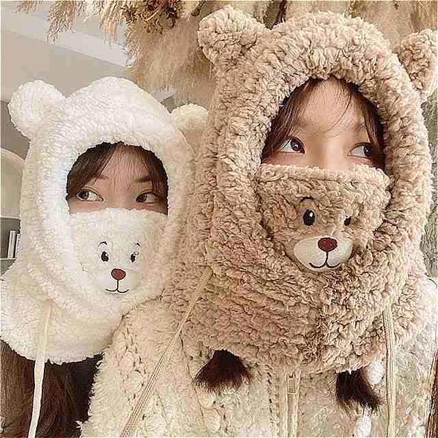 女性用ラムウールの 帽子 暖かい冬の 帽子 厚いベルベットの 帽子 防風 屋外 サイクリング キャップ