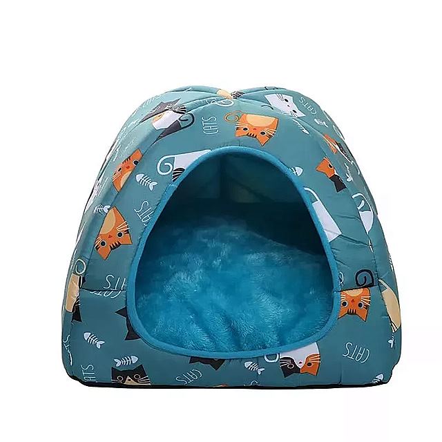 暖かい 猫の ベッド 小型犬 子猫 ペット バスケット スリーピング クッション 枕マット 子犬用 テント 柔らかい 洞窟 ベッド 0